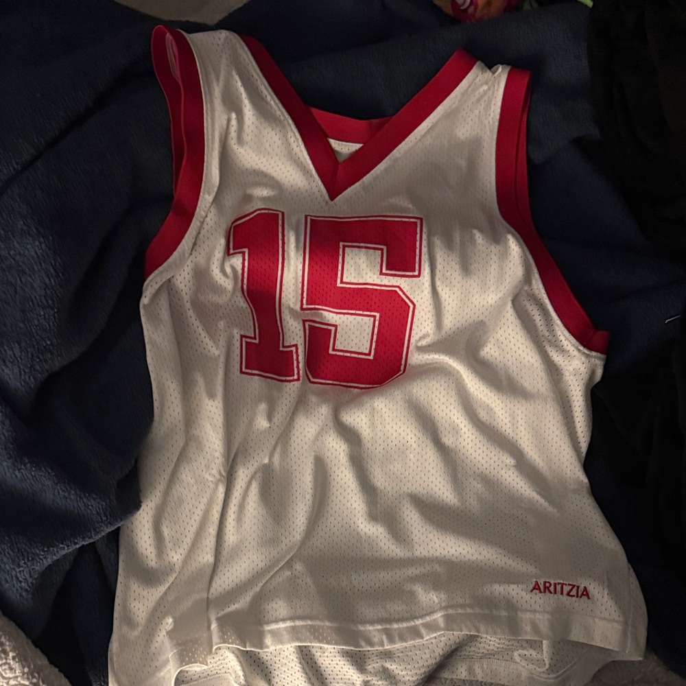 Aritzia Red and White Athletic Tank